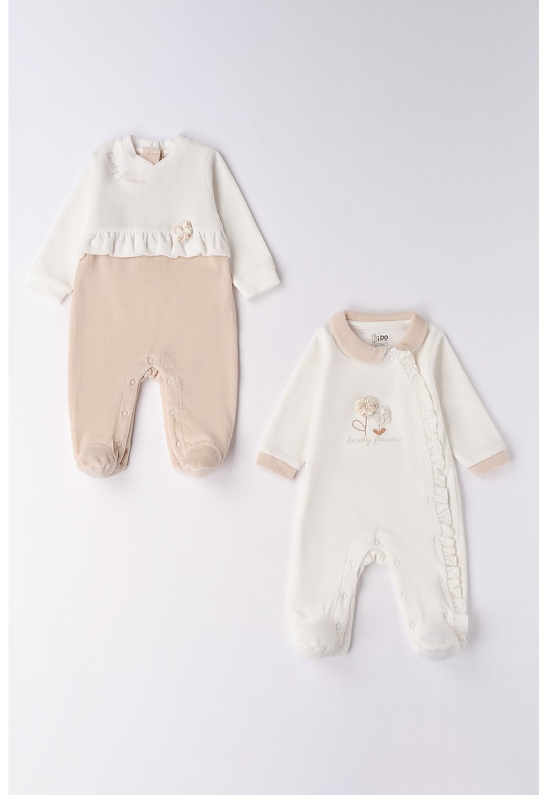 Set de salopete din amestec de bumbac cu botosei - 2 piese