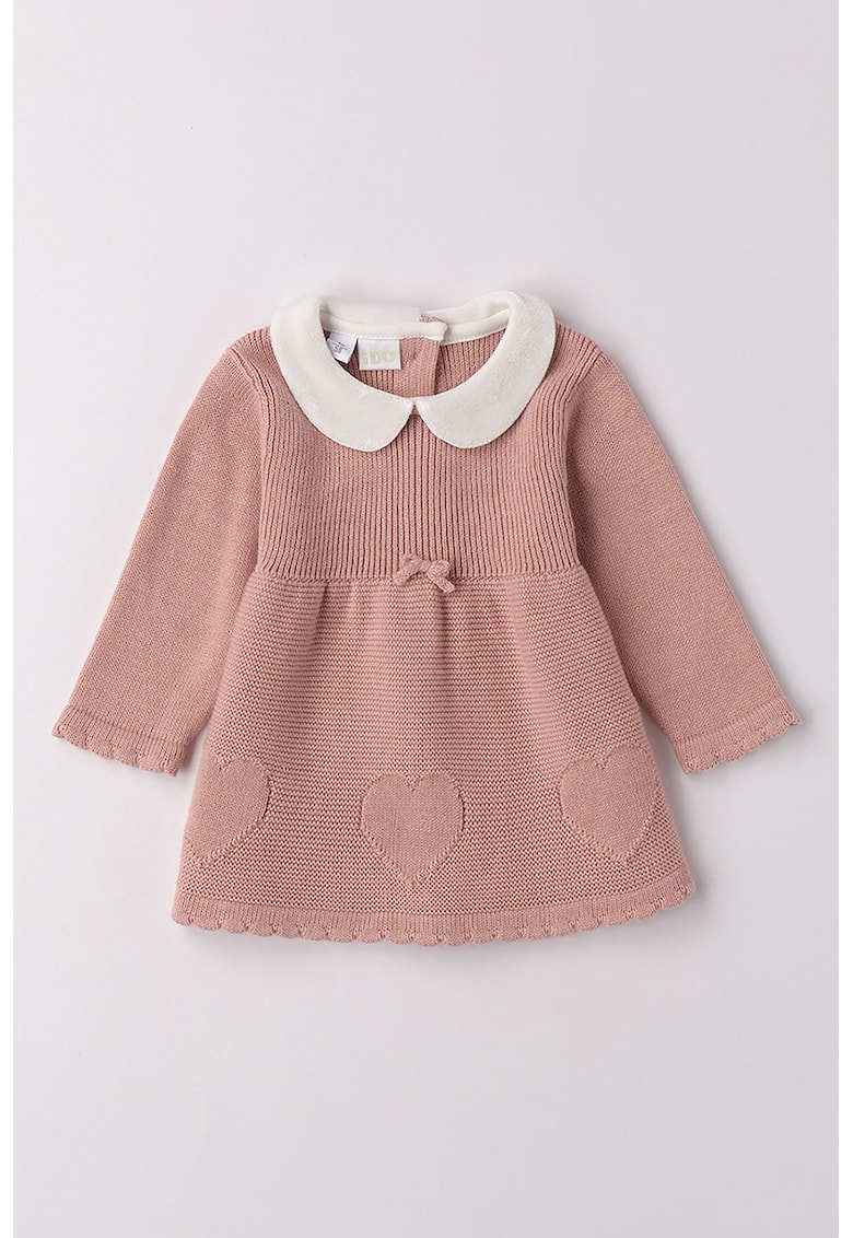 Rochie de bumbac tricotata cu guler rotund