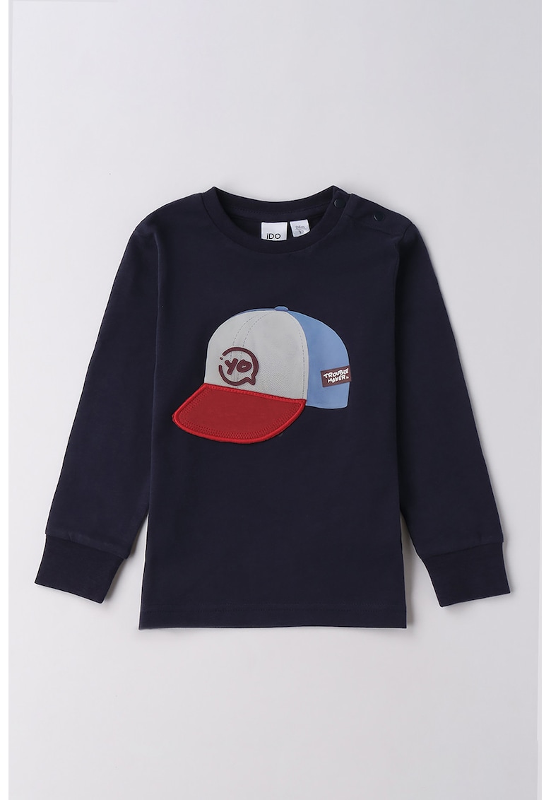 Bluza de bumbac cu aplicatie decorativa