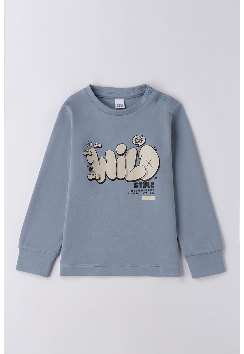 Bluza de bumbac cu imprimeu text