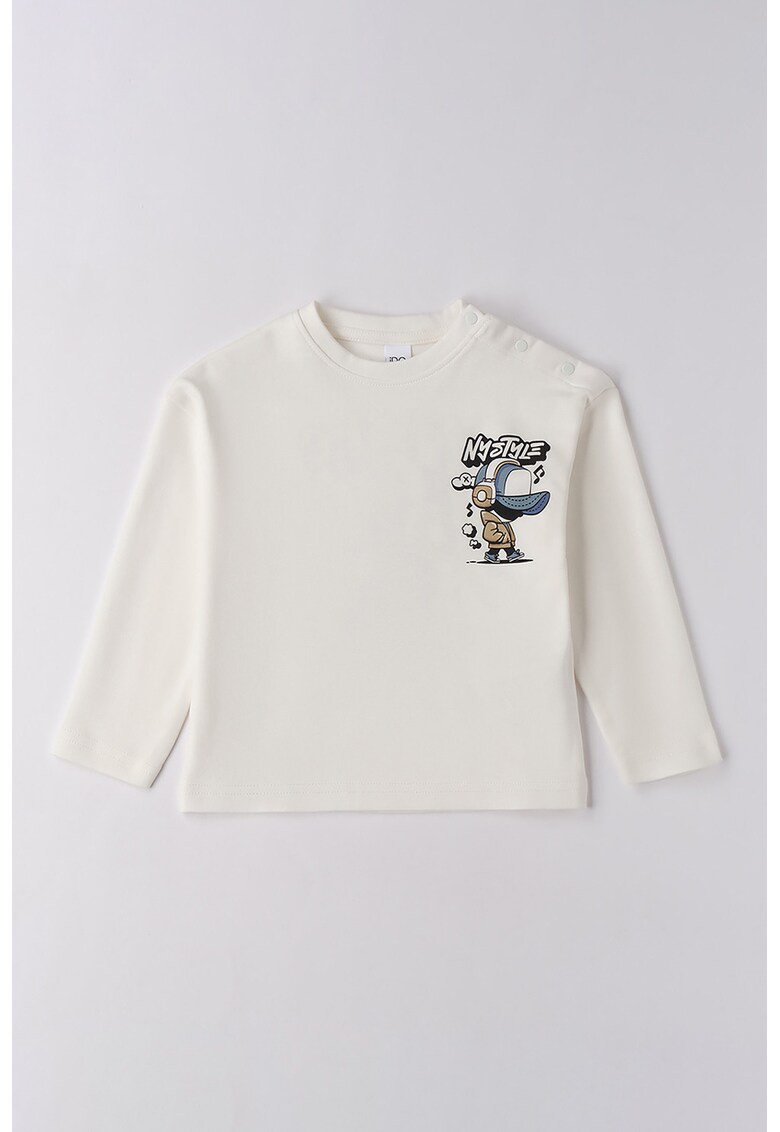Bluza de bumbac cu imprimeu grafic - Alb