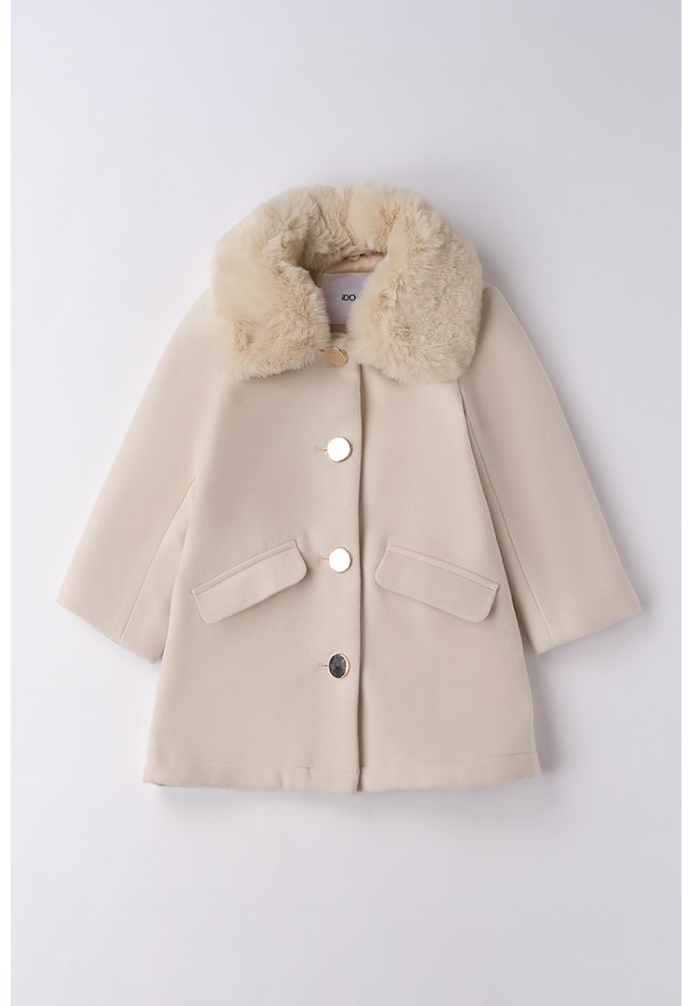 Palton cu guler de blana sintetica