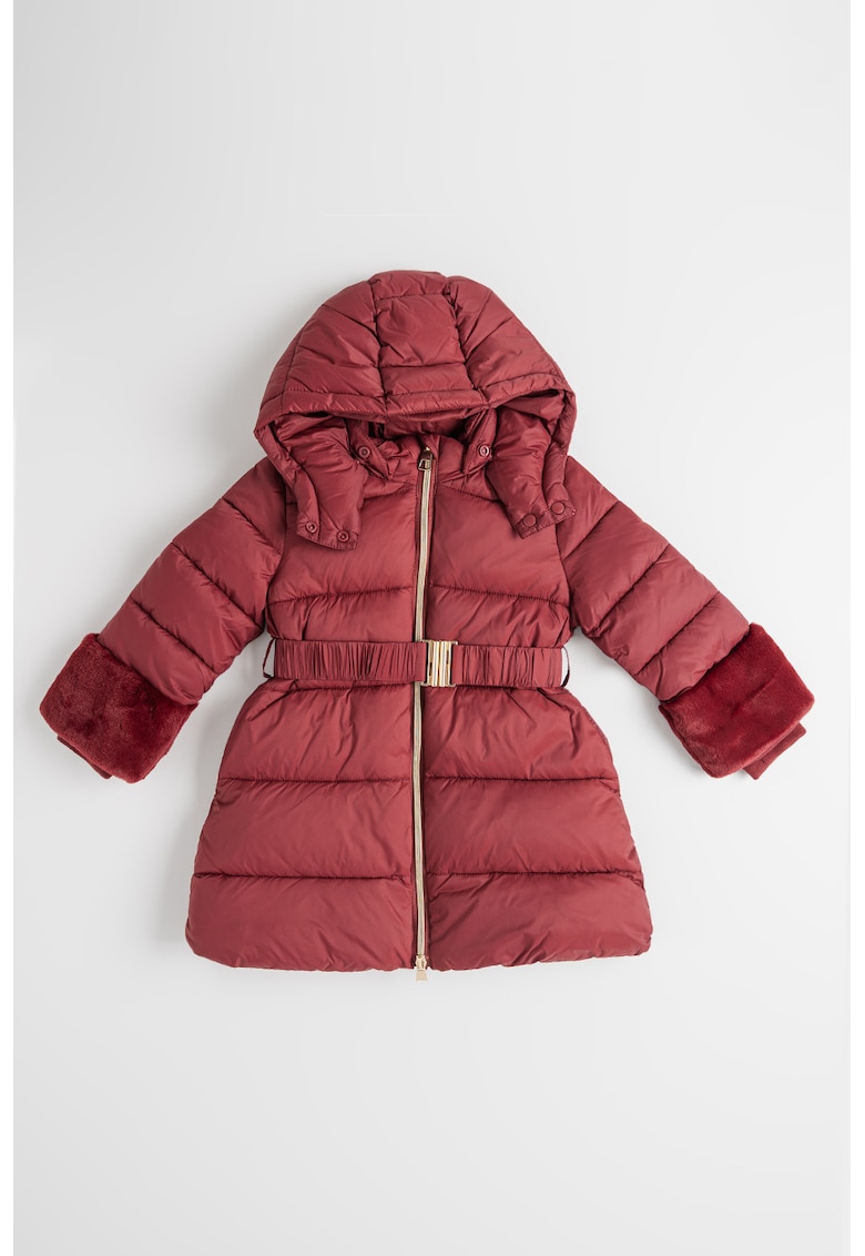 Geaca cu vatelina - curea si detalii de blana sintetica