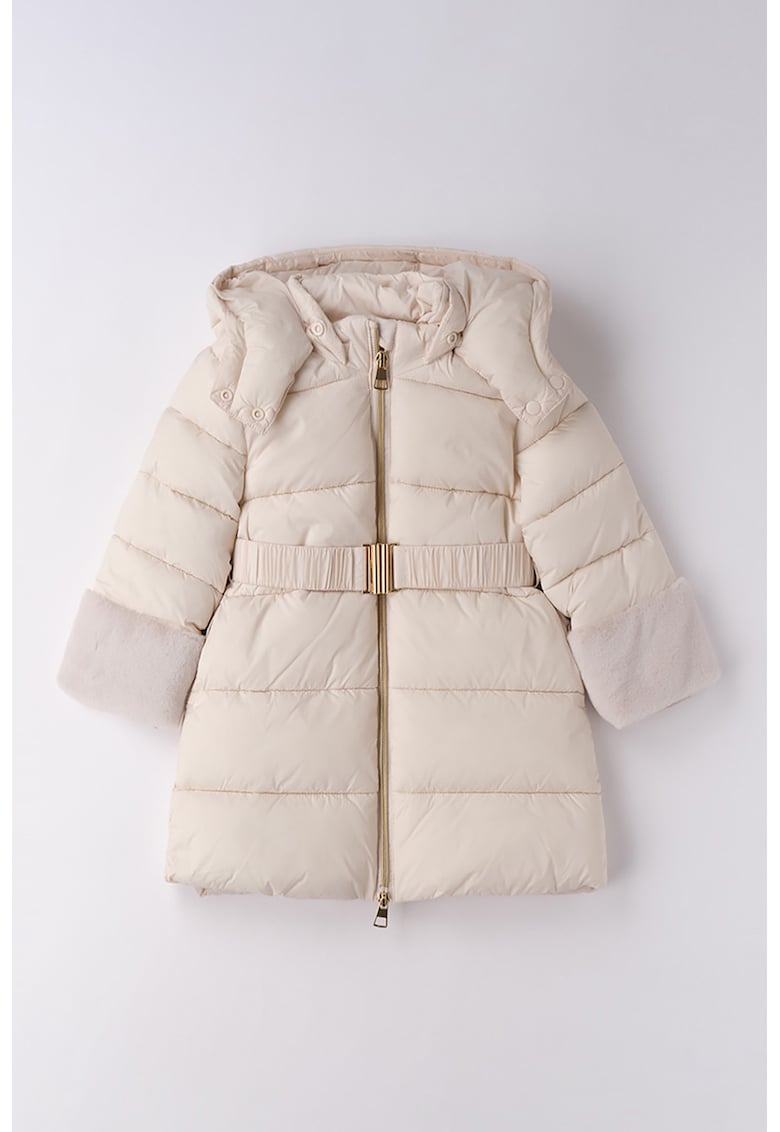 Geaca cu vatelina - curea si detalii de blana sintetica