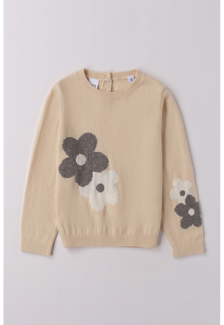 Pulover din amestec de lana cu model floral