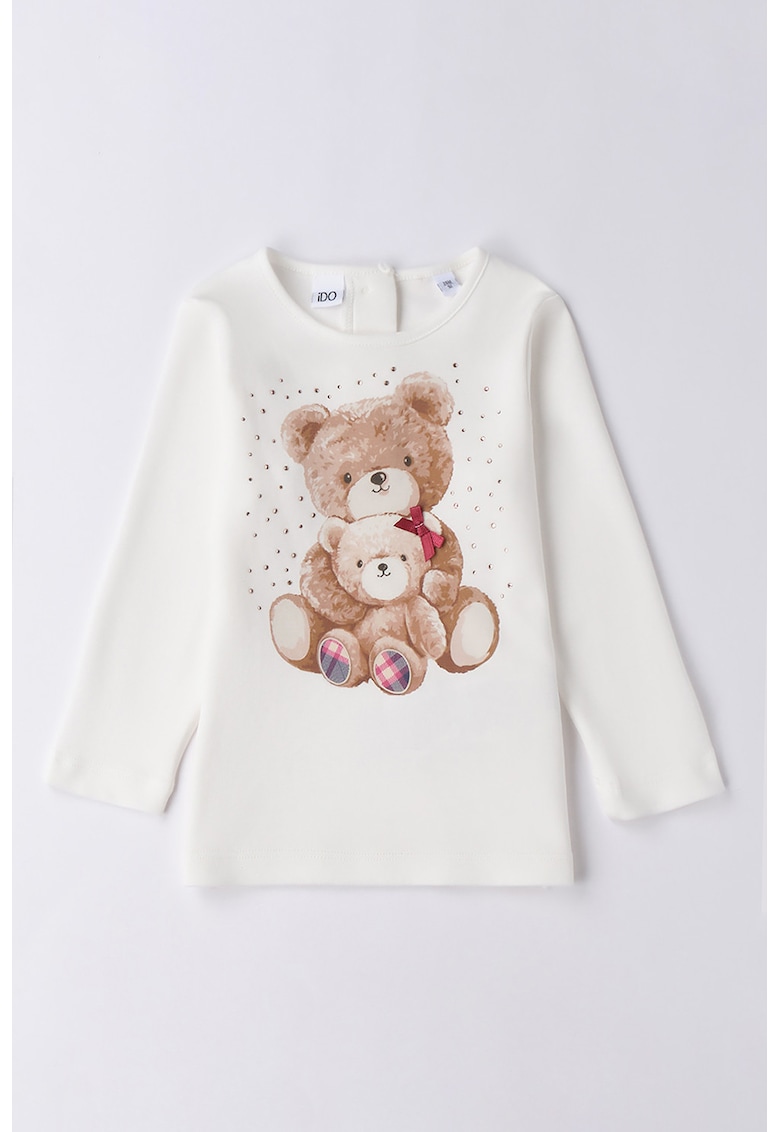 Bluza cu imprimeu cu urs si strasuri