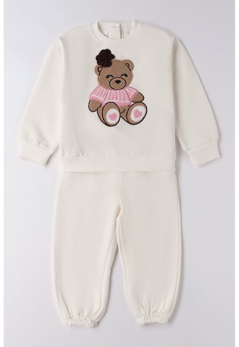 Set de bluza si pantaloni de trening - Maro/Crem