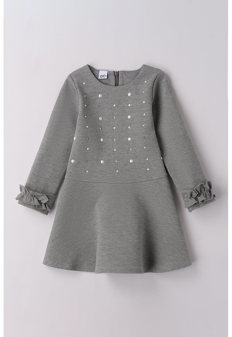 Rochie cu croiala in A si strasuri - Gri