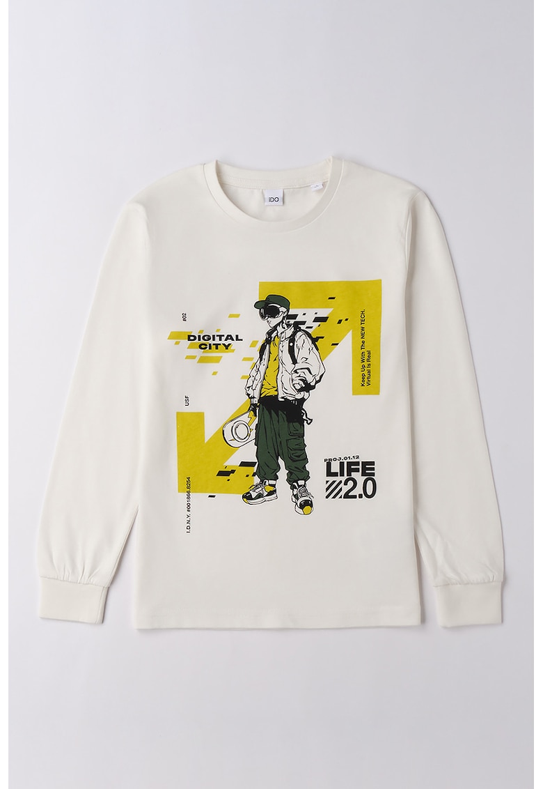 Bluza cu imprimeu si decolteu la baza gatului