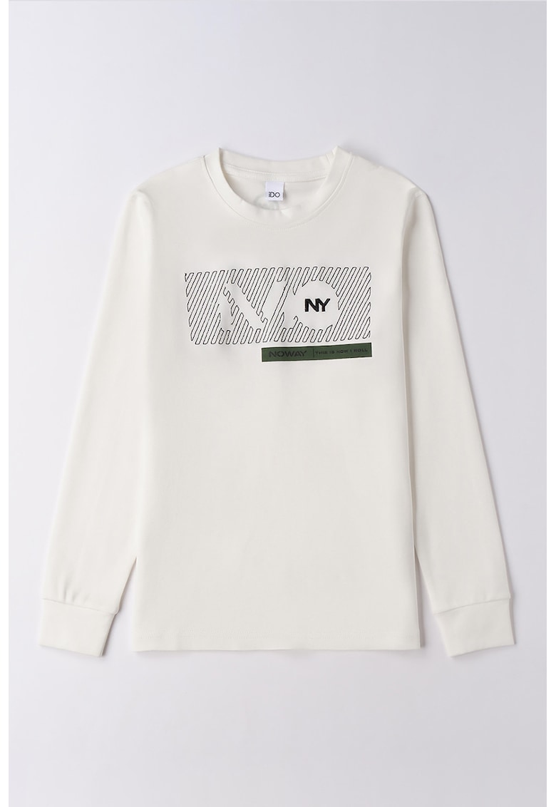 Bluza cu imprimeu si decolteu la baza gatului