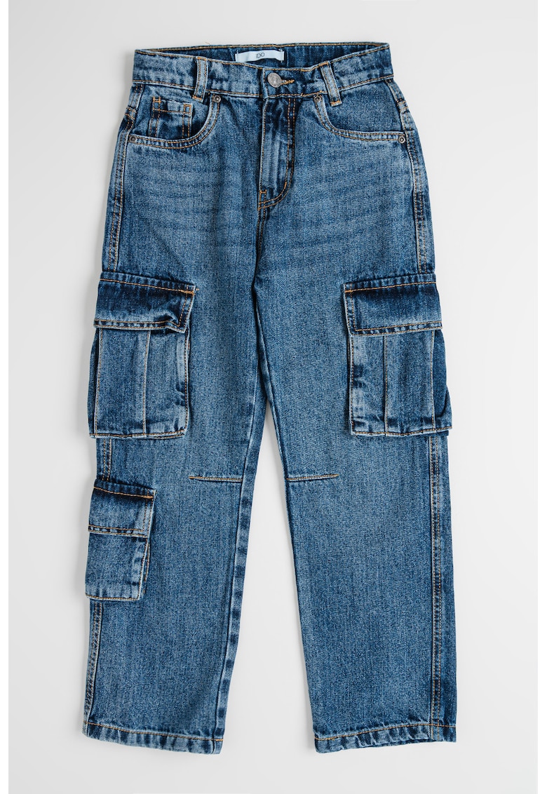 Blugi uni cu talie medie - Albastru inchis