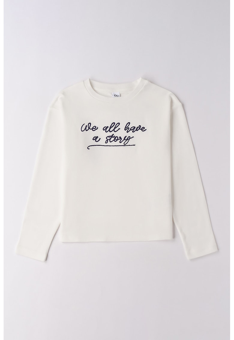 Bluza de bumbac cu text brodat