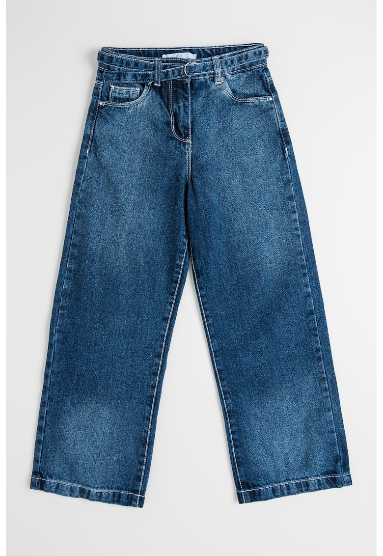 Blugi cu cordon din denim - Albastru inchis