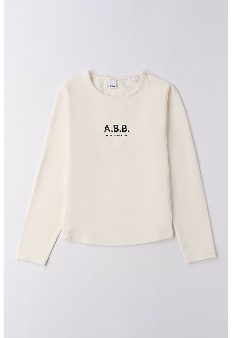 Bluza cu decolteu la baza gatului si imprimeu text