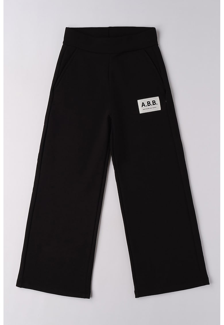 Pantaloni cu talie medie si croiala ampla - Negru