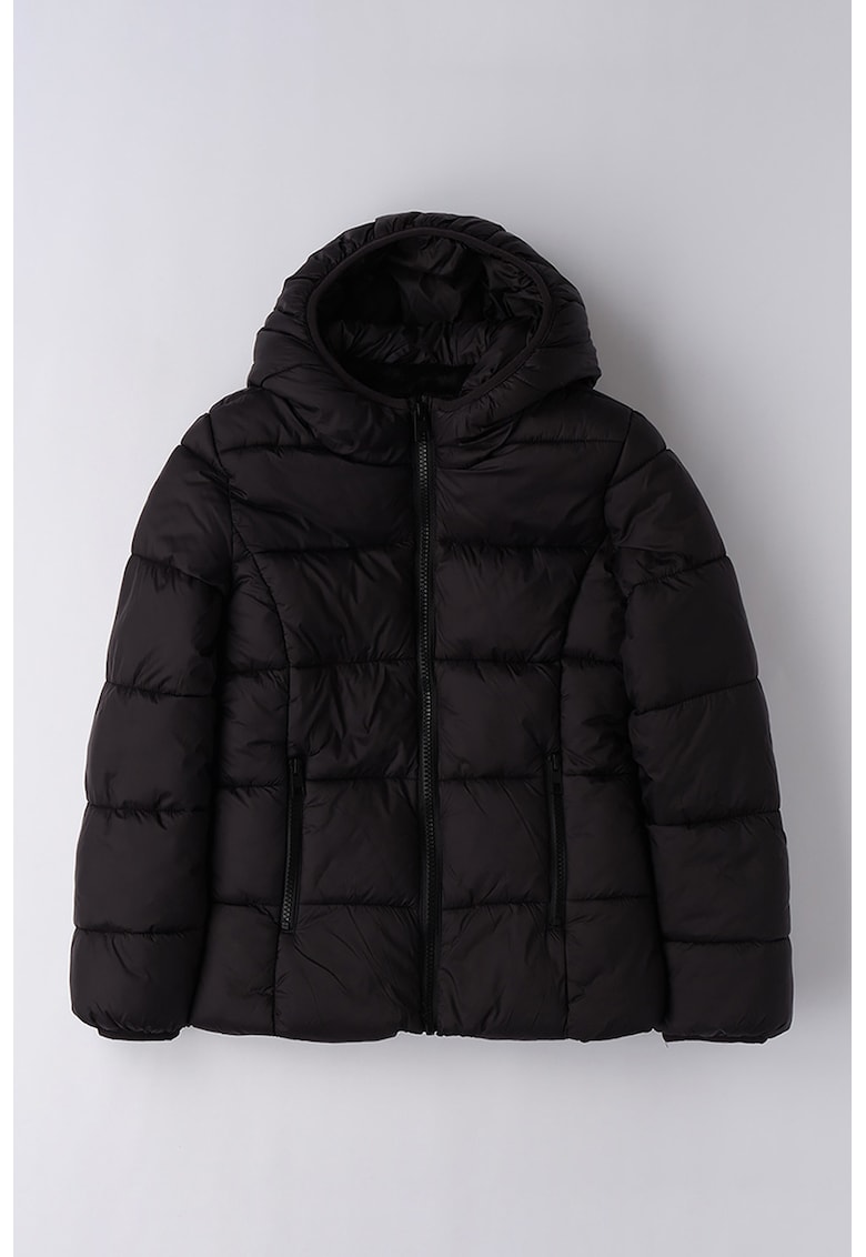 Geaca cu gluga si fermoar - Negru