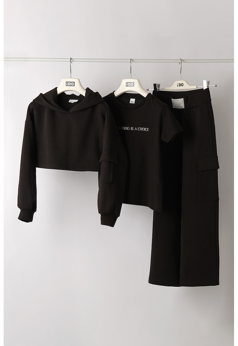 Set de tricou de bumbac - hanorac si pantaloni de trening - 3 piese