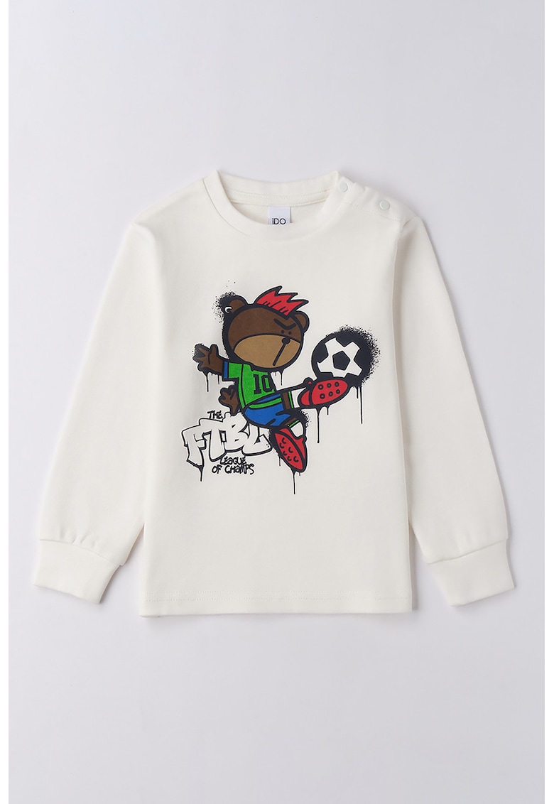 Bluza cu decolteu la baza gatului si imprimeu grafic