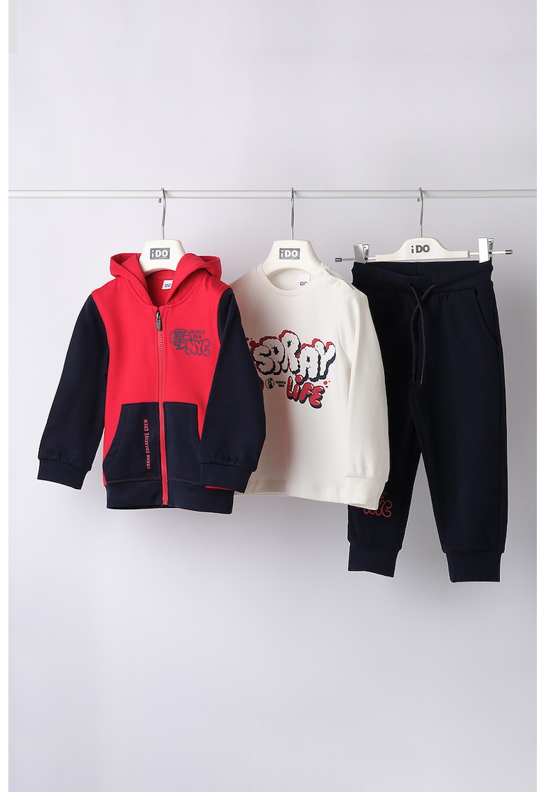 Set de bluza cu imprimeu - hanorac si pantaloni de trening - 3 piese