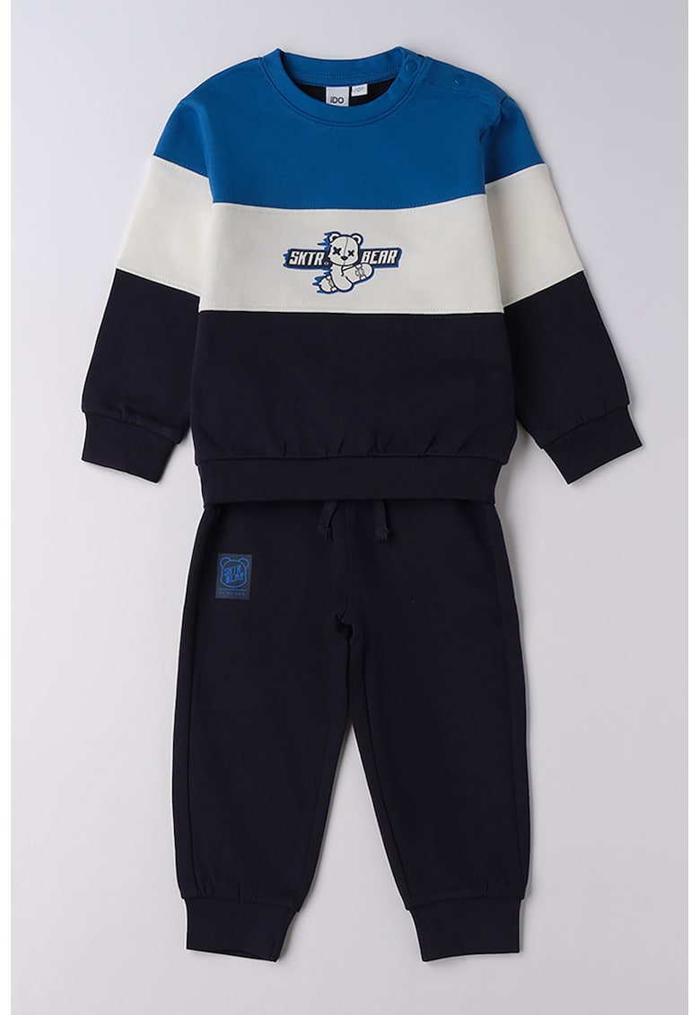 Set de bluza cu decolteu la baza gatului si pantaloni de trening - 2 piese