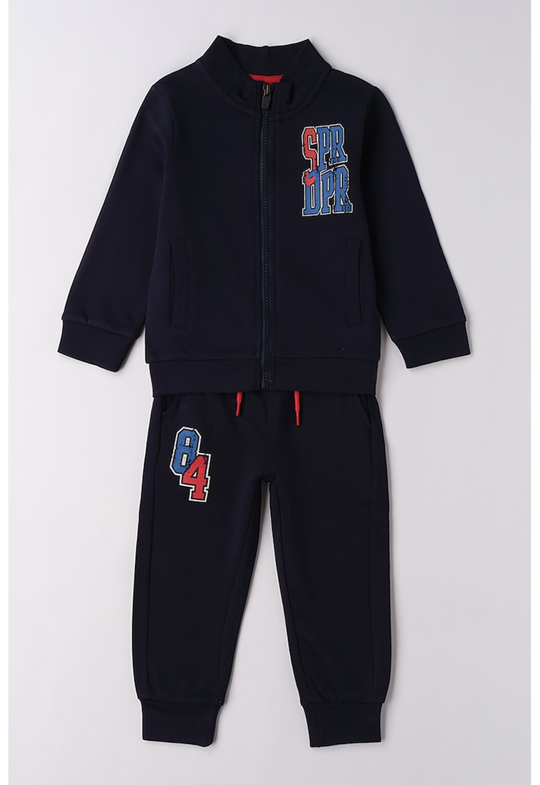 Trening cu fermoar si imprimeu grafic pe spate