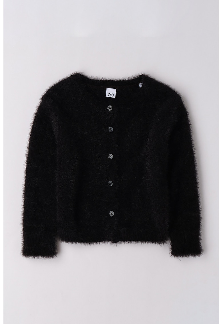 Cardigan pufos cu nasturi