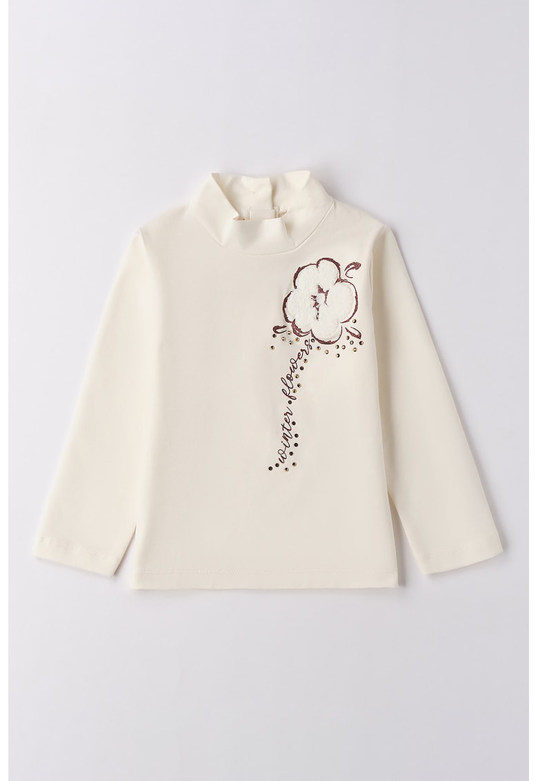 Bluza cu model floral si guler scurt