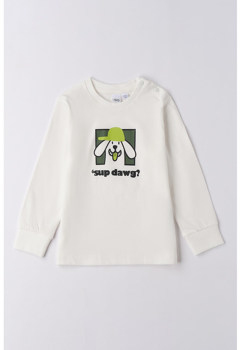 Bluza de bumbac cu imprimeu - Alb