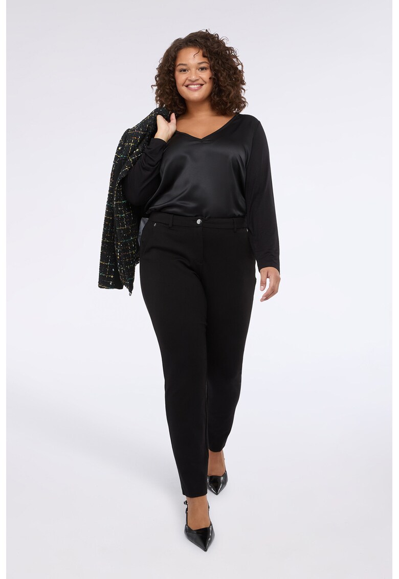 Pantaloni cu buzunare laterale si talie inalta