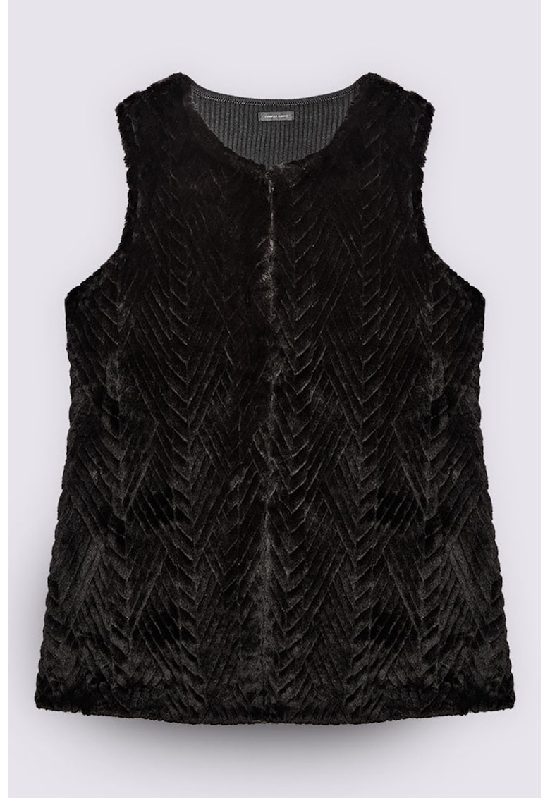 Vesta din blana sintetica cu decolteu rptund