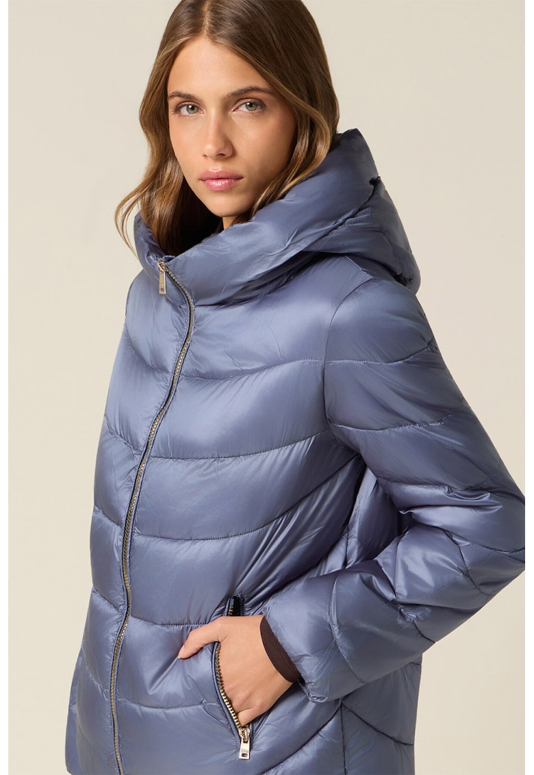 Geaca cu vatelina si gluga - Gri cenusiu