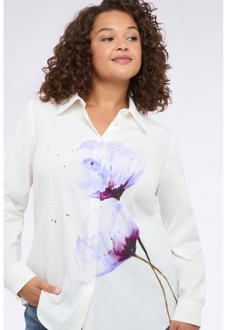 Camasa din amestec de bumbac cu imprimeu floral
