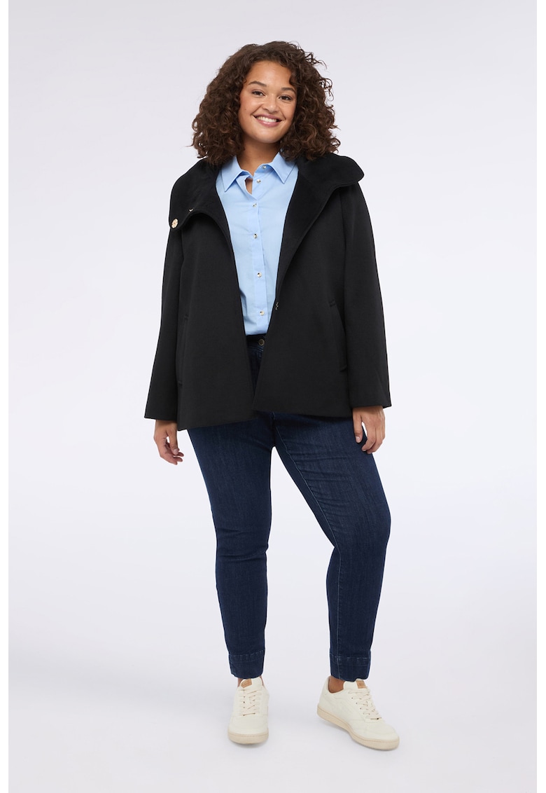 Oltre - Palton uni din amestec de lana cu guler inalt