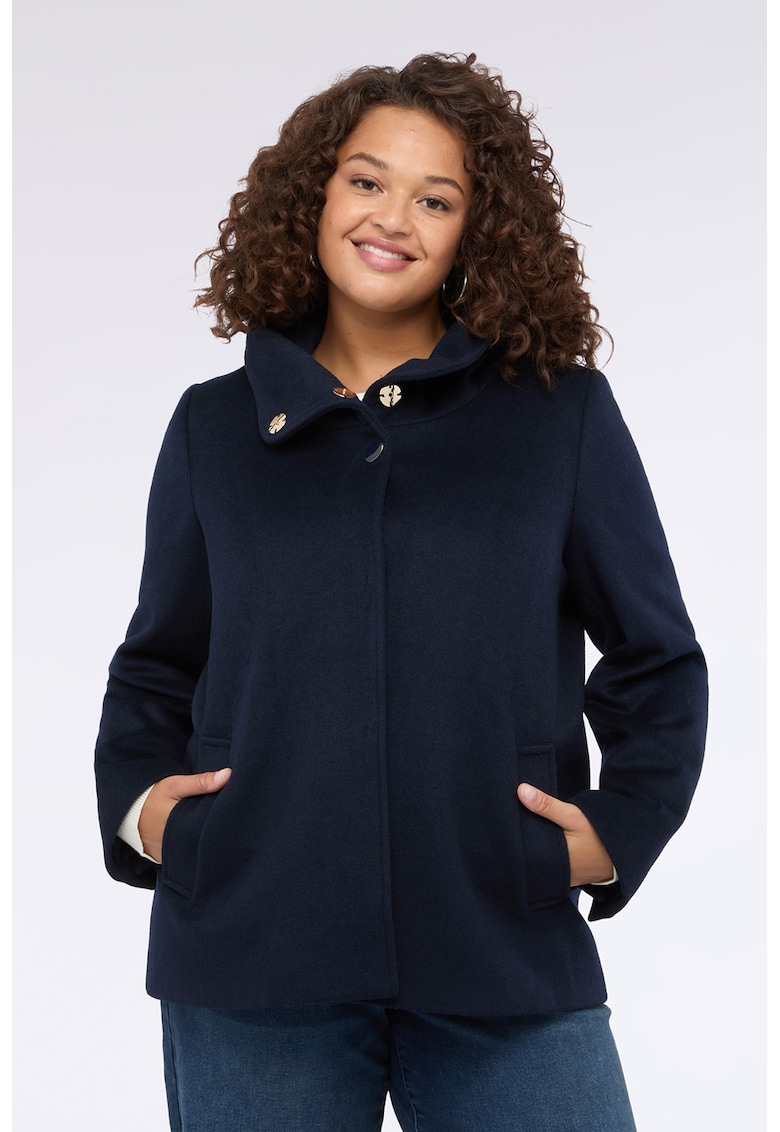 Oltre - Palton uni din amestec de lana cu guler inalt