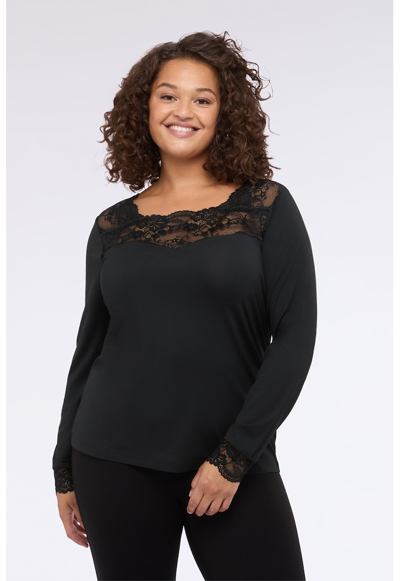Bluza din amestec de modal cu captuseala din dantela cu model floral