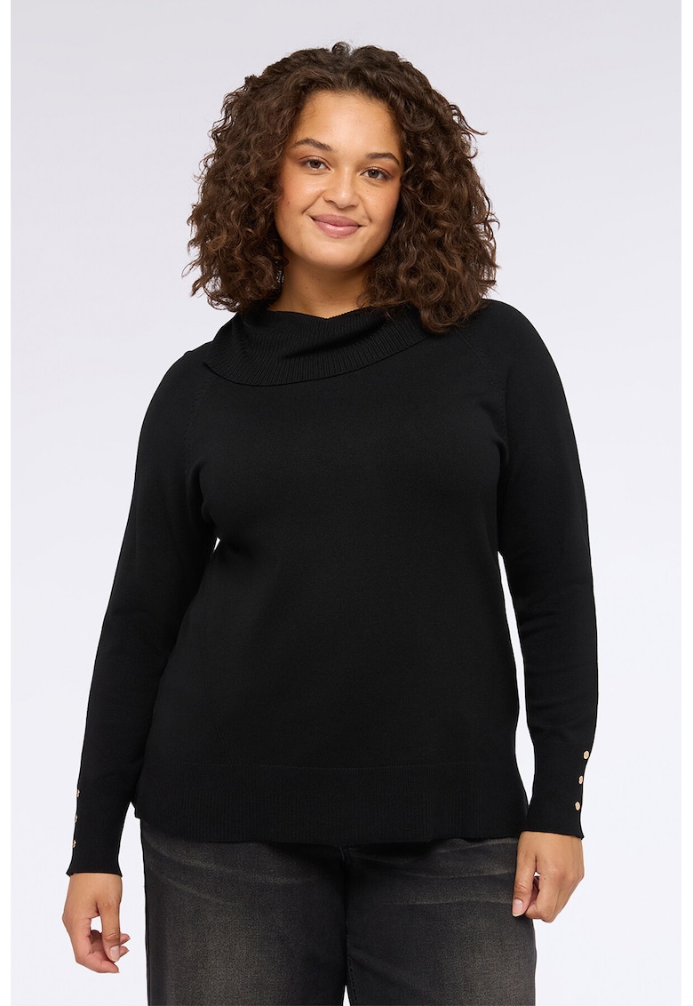 Pulover cu maneci raglan si guler inalt