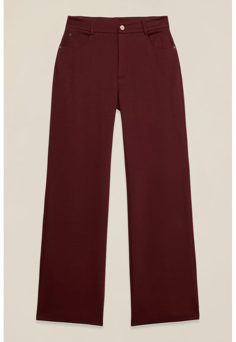 Pantaloni din amestec de bumbac cu buzunare si croiala ampla