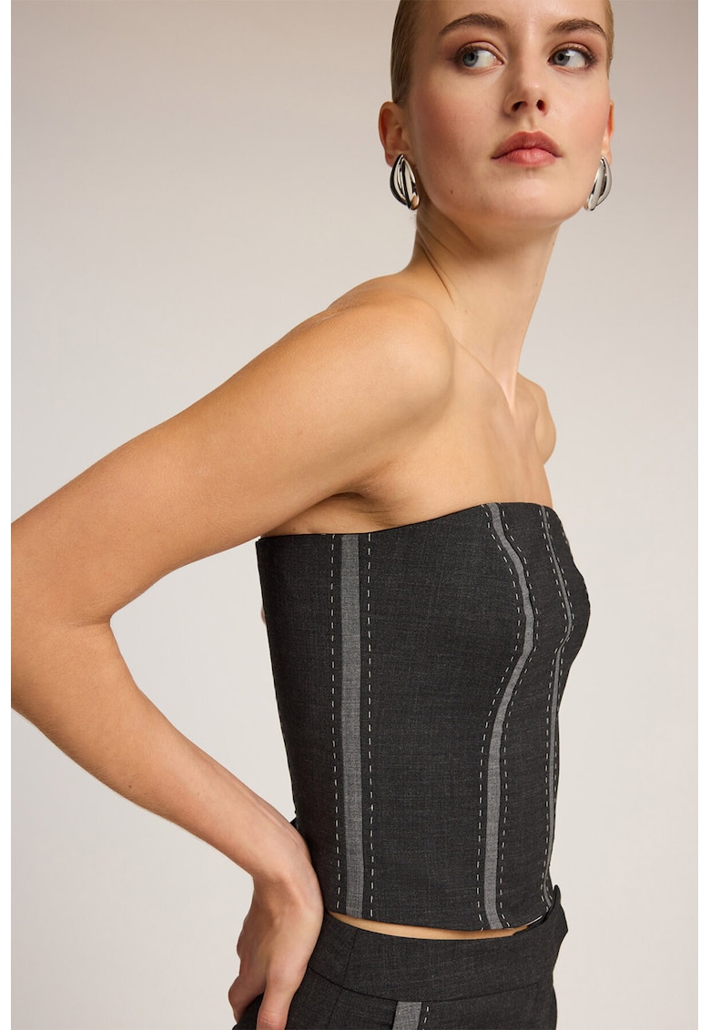 Corset cu decolteu drept - Gri antracit