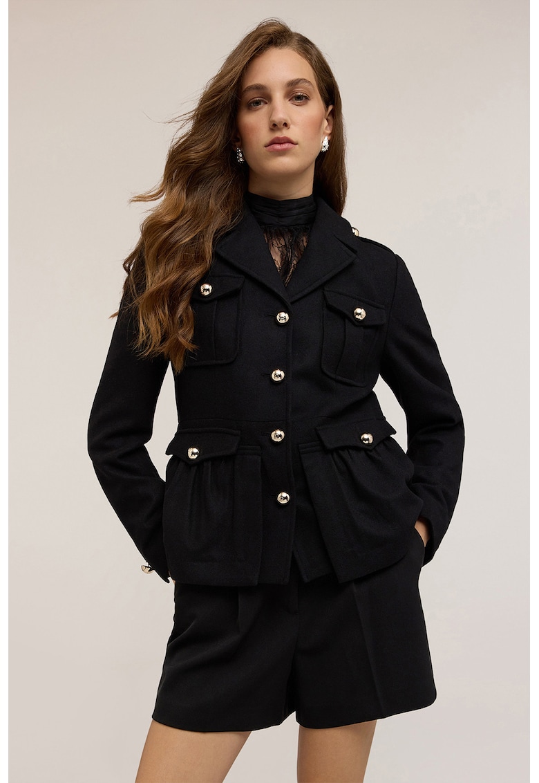 Palton din amestec de lana cu buzunare