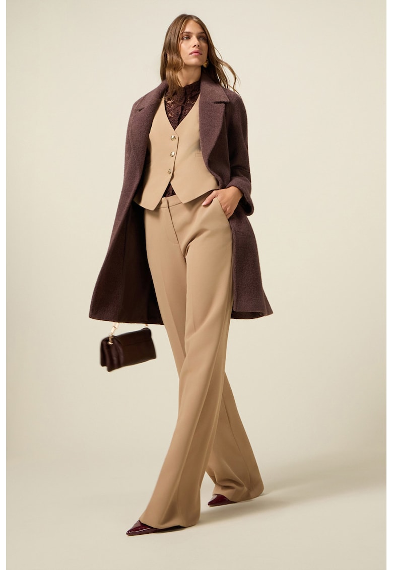 Pantaloni plisati cu talie inalta