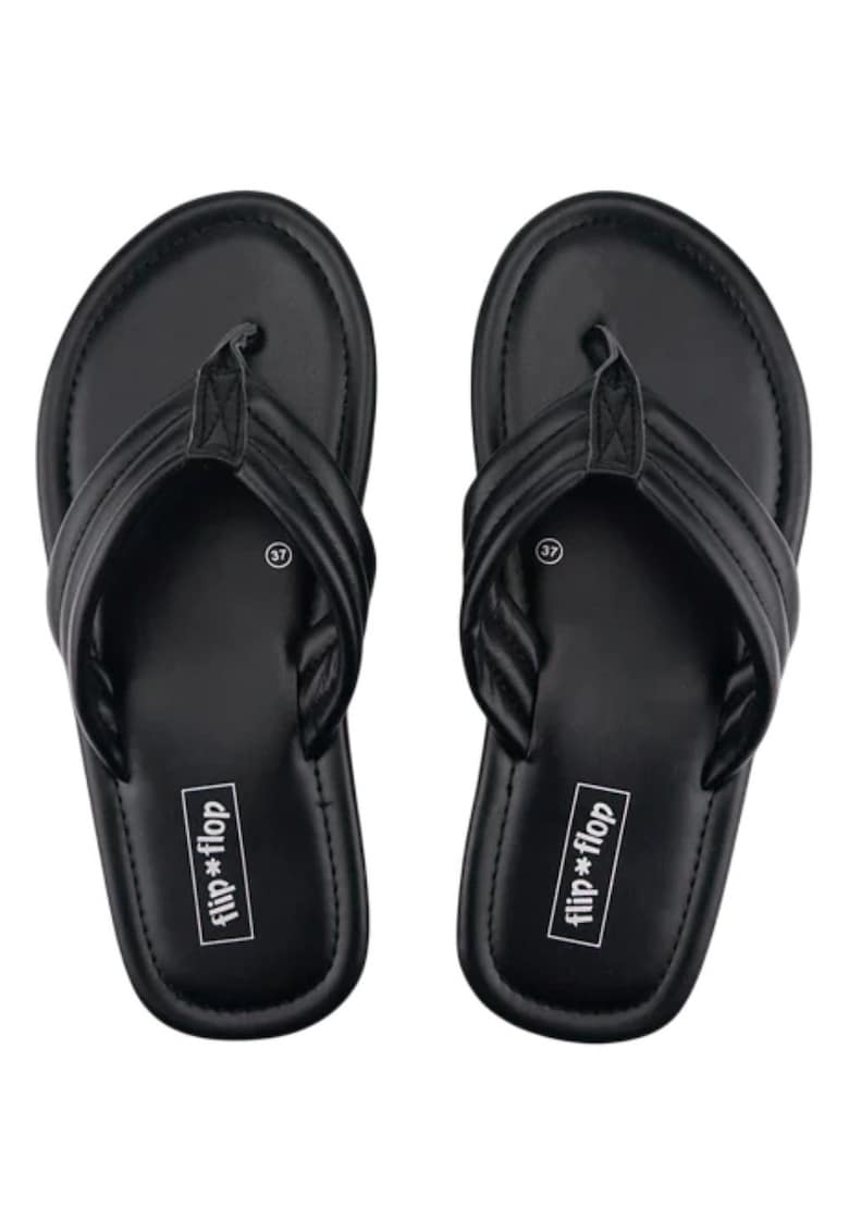 Flip-flops de dama Fauna Flip - negri - usori - din piele ecologica - marimea