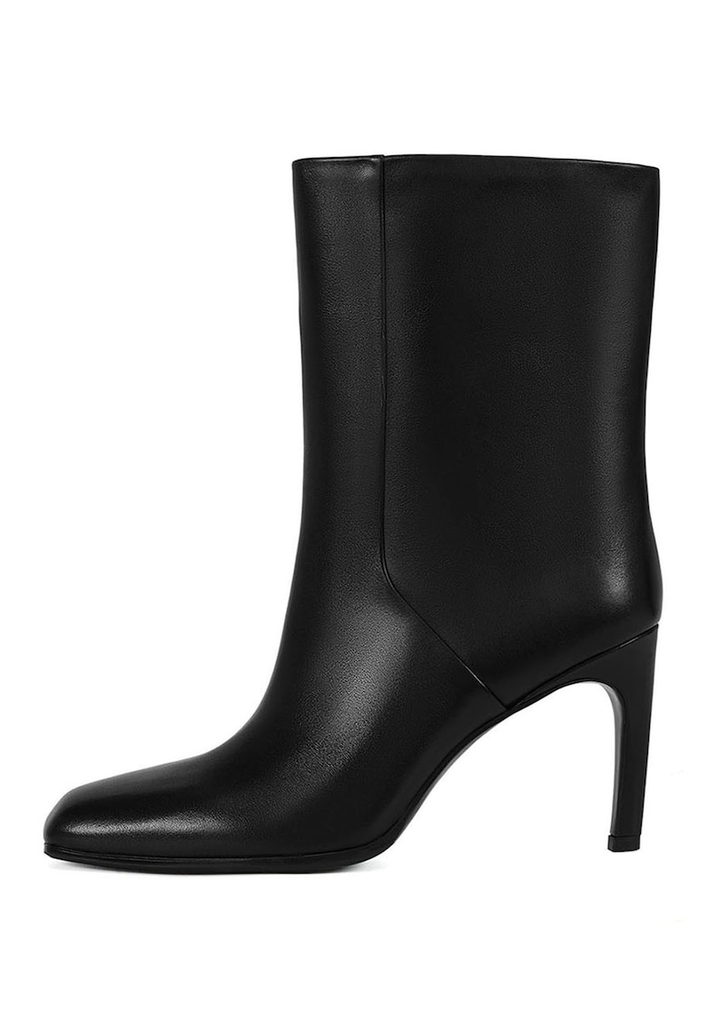 Botine din piele cu toc patrat Botine din piele cu toc patrat