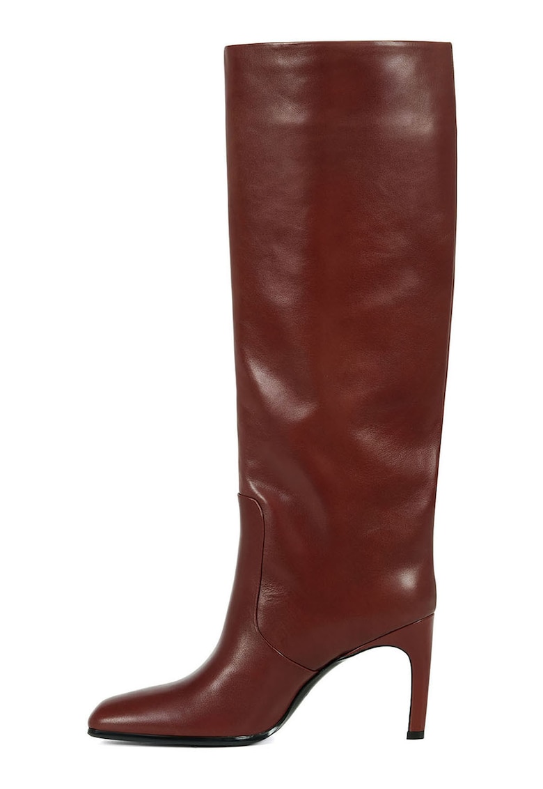 Cizme lungi din piele cu toc clasic