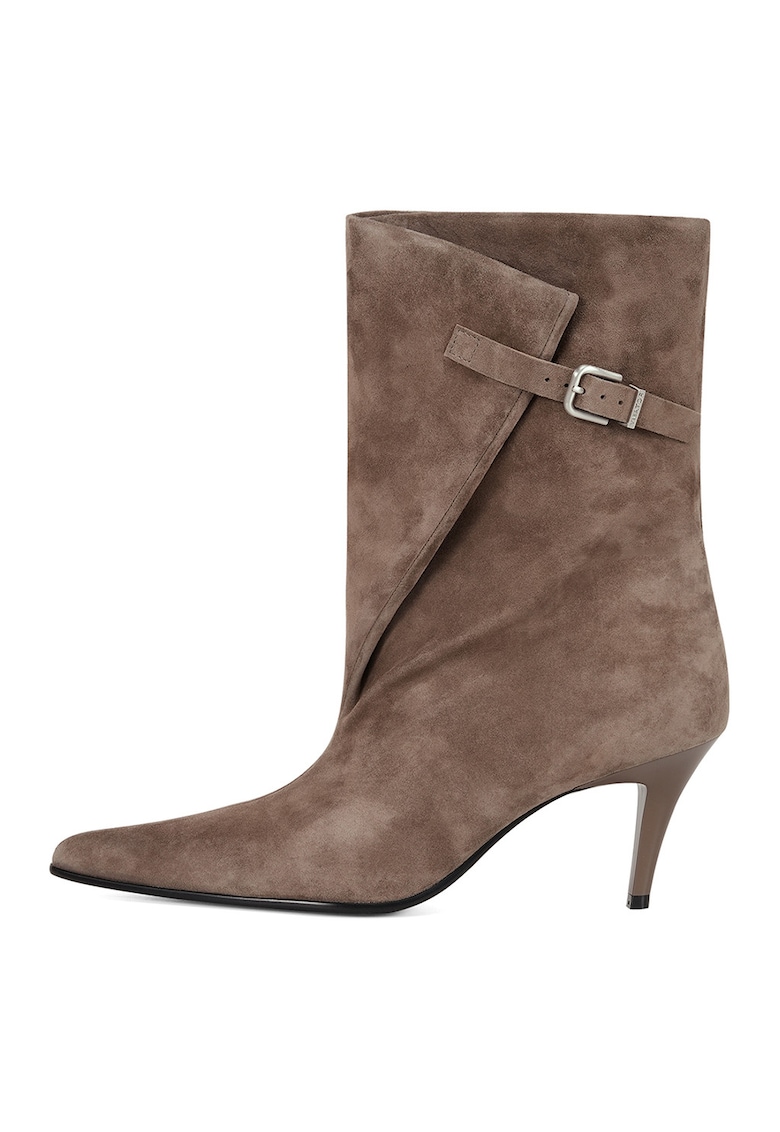 Cizme din piele intoarsa cu toc kitten