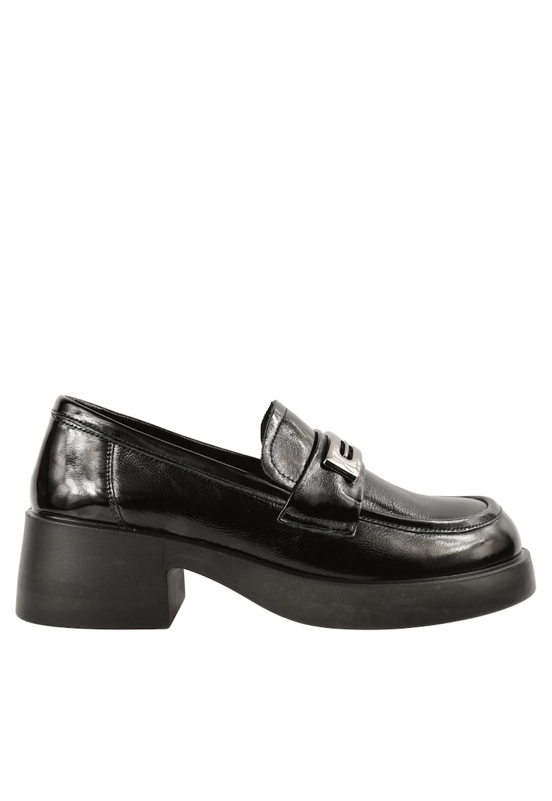 Pantofi casual - dama - X470009A - negru - piele lacuita - cu toc - Negru
