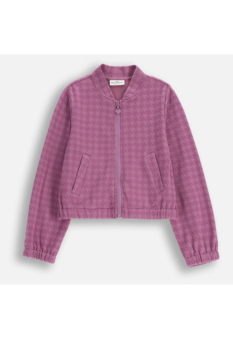 Sacou bomber fete material elastic - cu fermoar si buzunare - roz