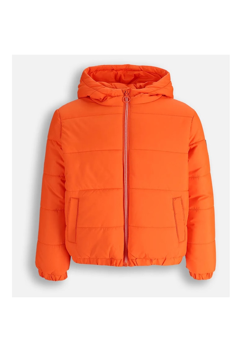 Geaca de tranzitie copii portocalie - impermeabila - cu gluga - din poliester