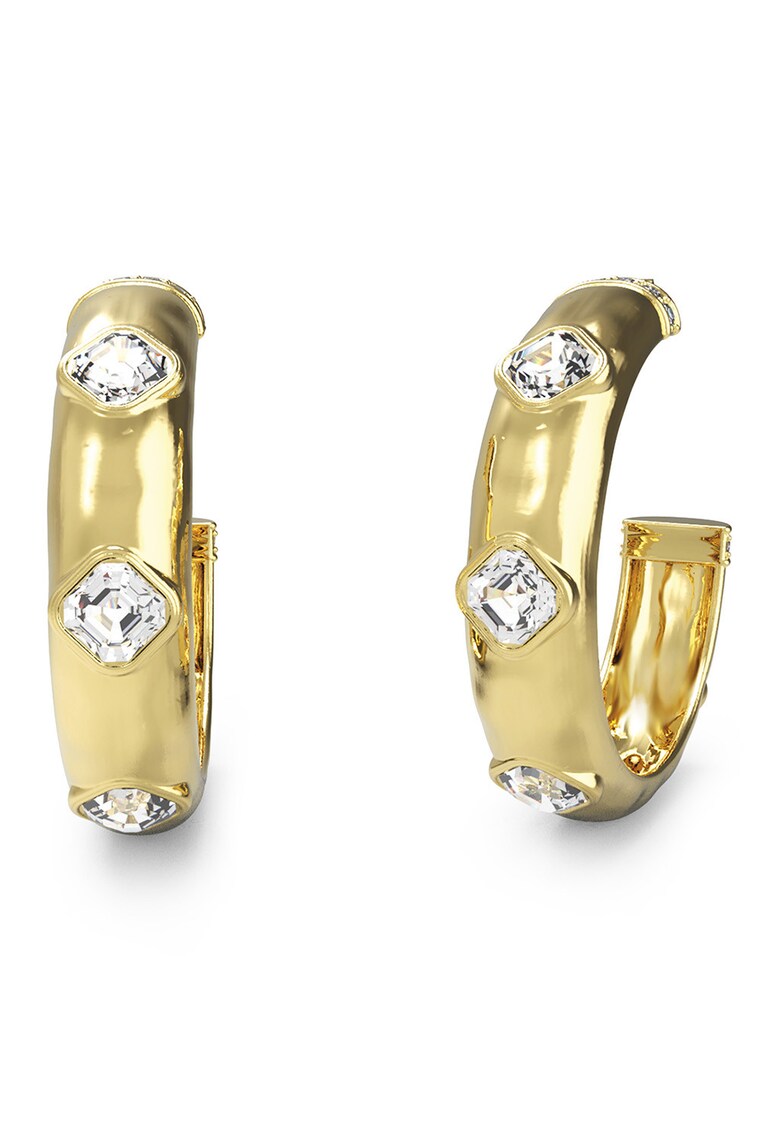 Cercei rotunzi din otel inoxidabil decorati cu cistale