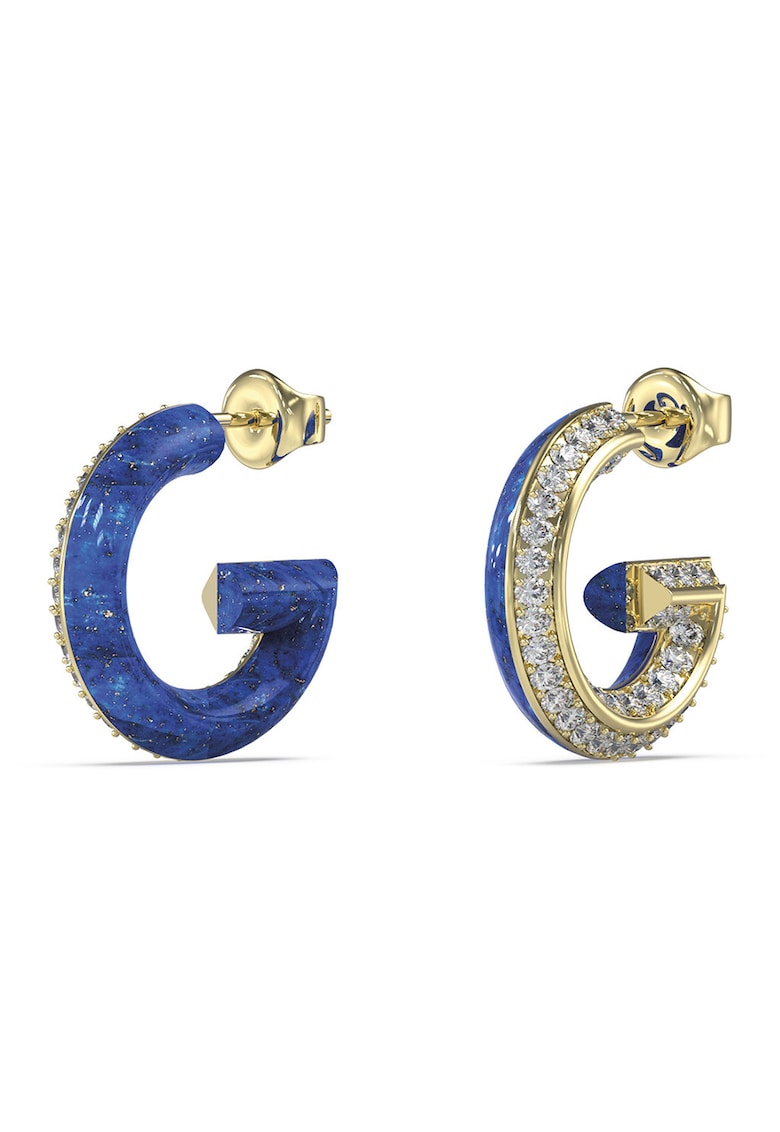 Cercei rotunzi din otel inoxidabil decorati cu resina si cristale