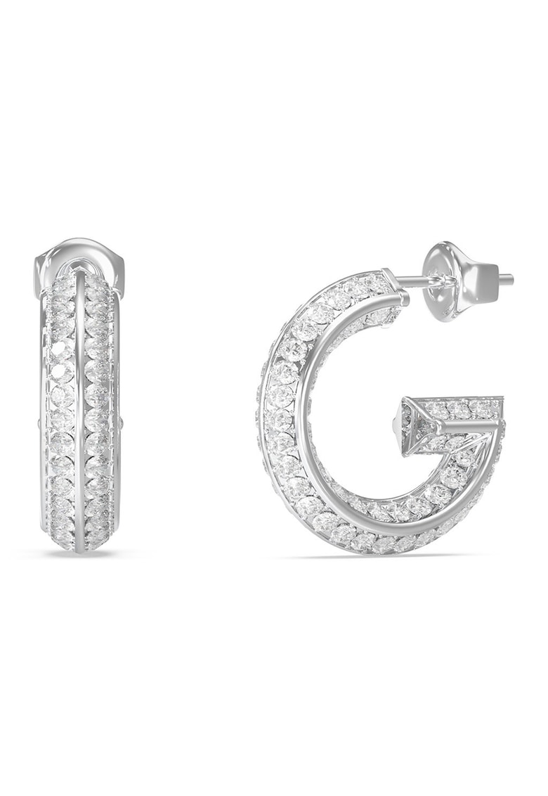 Cercei rotunzi din otel inoxidabil in forma de G cu cristale